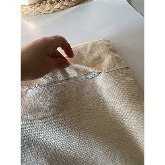 Handmade In Kashmir  embroidered Throw Pillow Case 18x18 Wool Cotton Blend - Picture 5 of 7